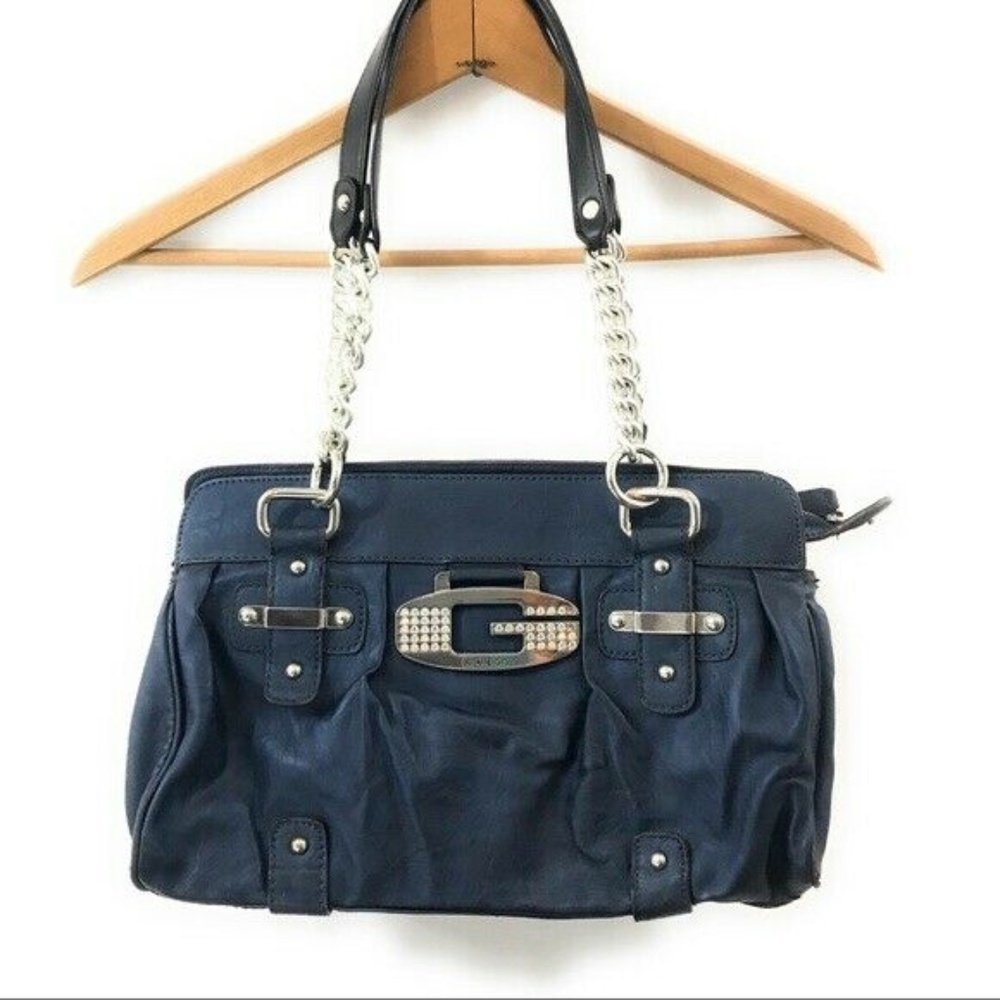 Guess Blue Shoulder Bag Satchel Purse Medium Sized